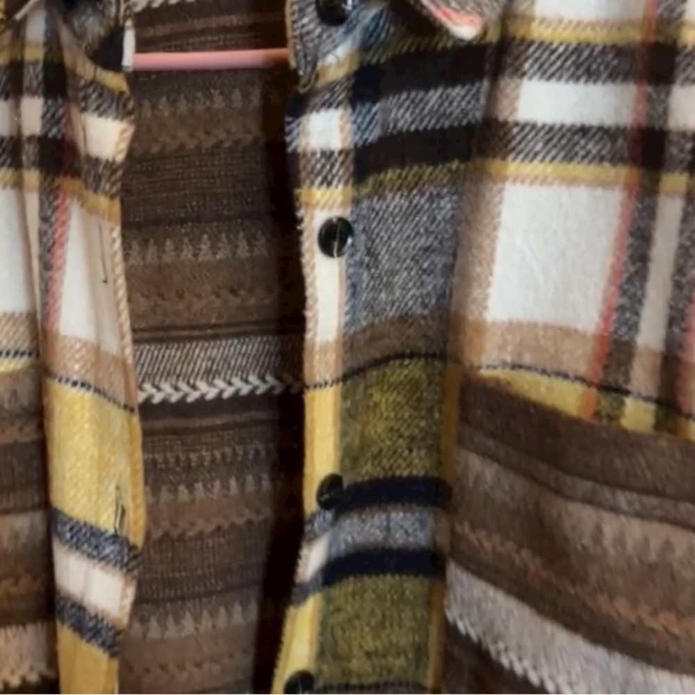 DAVI & DANI/Shacket/Multicolor/Size Large/Over Size/Browns-Yellows